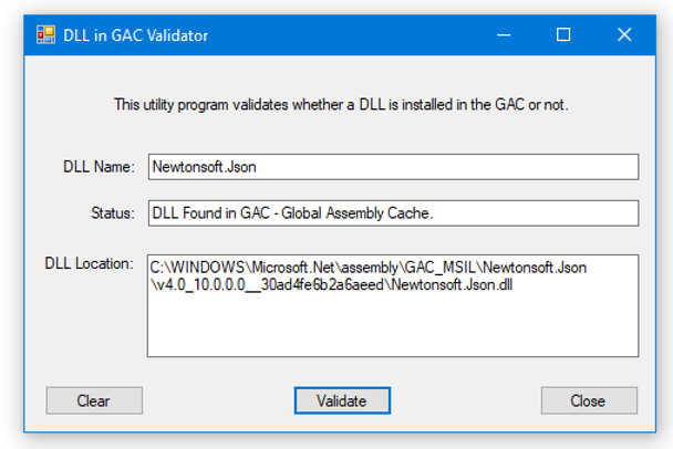 Simple Newtonsoft JSON DLL Validator